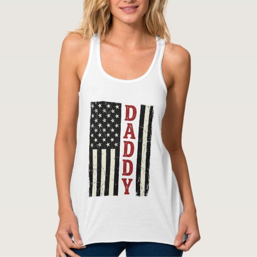Design eines gestressten Daddy American Flag-Shirt Tank Top (Vorderseite)