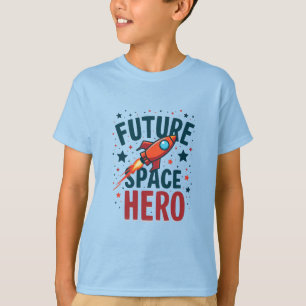 Design eines Retro-Raumschiffs für den zukünftigen T-Shirt