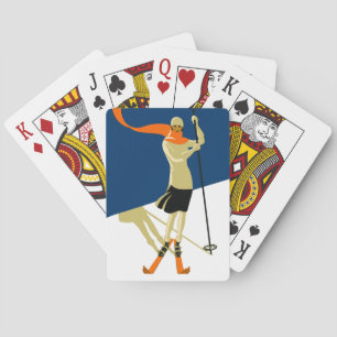 Design eines Vintage-Skiers aus den 1920er Jahren Spielkarten