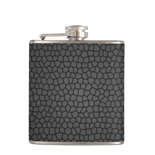 Design-Flasche mit schwarzem Pebbled Flachmann (Vorderseite)