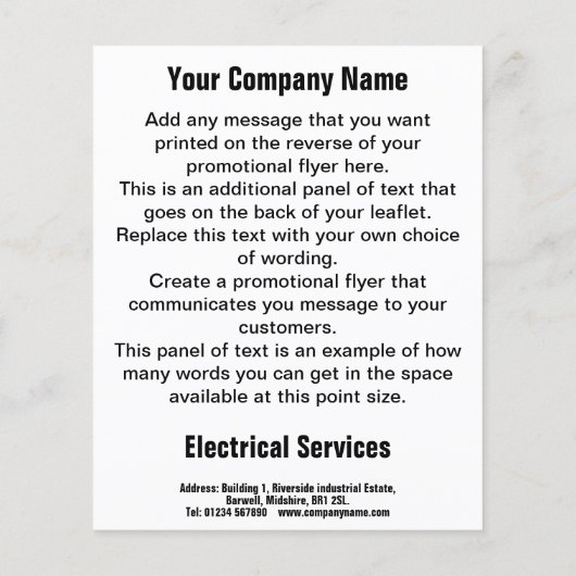 Design-Flyer für Cartoon von Electrical Services Flyer (Hinten)