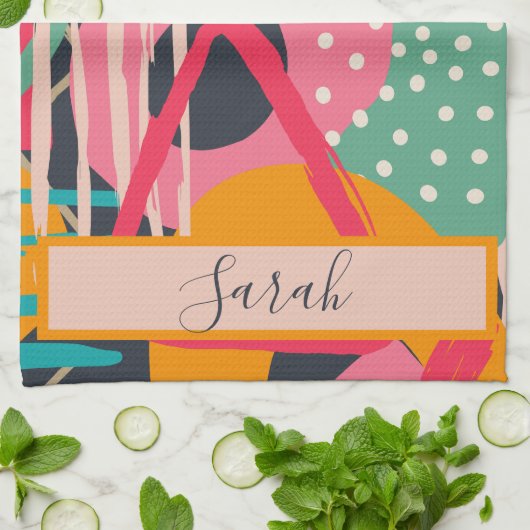 Design für abstrakte geometrische Monogrammnamen Geschirrtuch (Gefaltet)