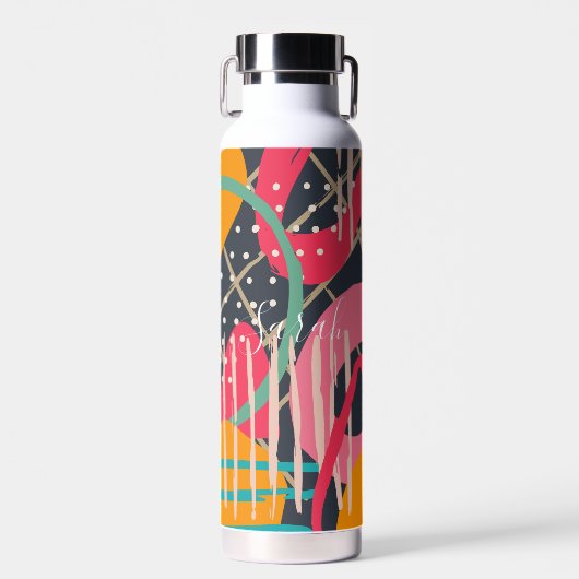 Design für abstrakte geometrische Monogrammnamen Trinkflasche (Vorne)