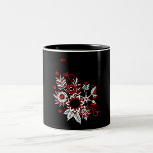 Design für Abstrakte rote und schwarze Herzen und Zweifarbige Tasse