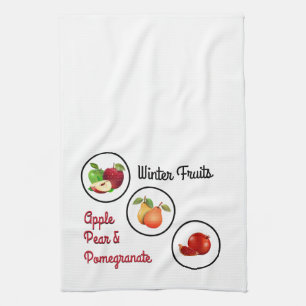 Design für Apfel, Birnen und Granatäpfel Geschirrtuch