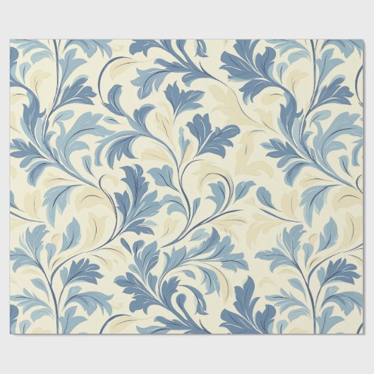 Design für Baby Blue und Cream Geblüht Muster Geschenkpapier (Flach)