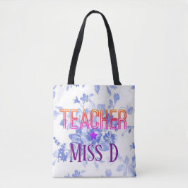 Design für blaue Floral Custom Teacher Tasche