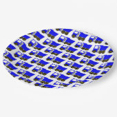 Design für blaue LKW Pappteller (Schrägansicht)