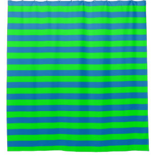 Design für blaue und grüne Streifen Duschvorhang