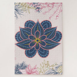 Design für blaues und Lila Paisley-Muster Puzzle