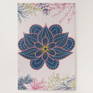 Design für blaues und Lila Paisley-Muster Puzzle