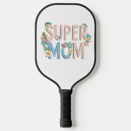 Design für Blumentexte der Super Mama Pickleball Schläger