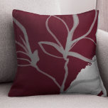 Design für Burgund und Graufarbenleder Kissen<br><div class="desc">Das moderne Kissen zeichnet sich durch ein einfaches, künstlerisches, botanisches Design in einer bordeauxfarbenen und grauen Farbpalette aus. Diese künstlerische Komposition wird aus einer einfachen Abbildung Bio Blätter mit einem minimalistischen Wasserfarben-Memphis-Stilelement in der unteren rechten Ecke, einem stilvollen botanischen Design, konstruiert. Die grauen Designelemente ergänzen den weinroten Hintergrund. Ein modernes...</div>