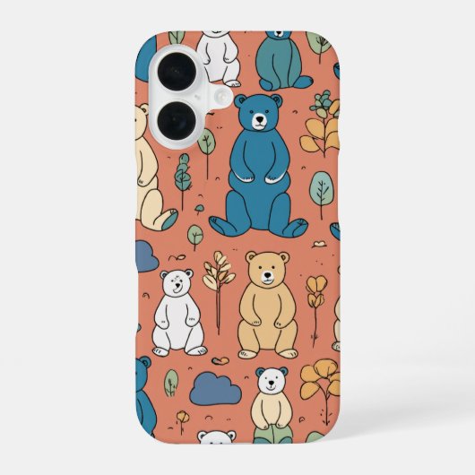 Design für das ansprechende Bärenmuster iPhone 16 Hülle (Rückseite)