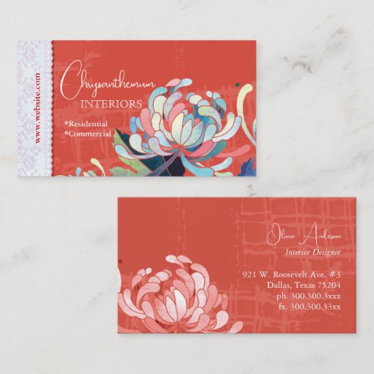 Design für den Blumendesign Red Custom Visitenkarte (Vorne/Hinten)