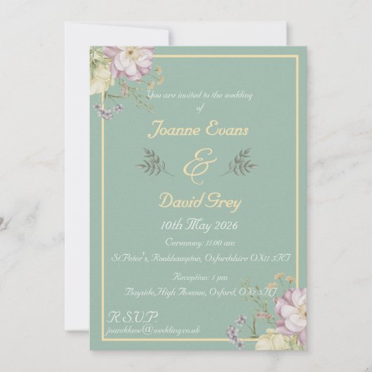 Design für die Bereiche Grün, Gold und Blume Einladung (Vorderseite)