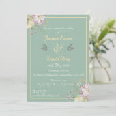 Design für die Bereiche Grün, Gold und Blume Einladung (Stehend Vorderseite)