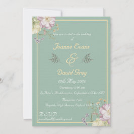 Design für die Bereiche Grün, Gold und Blume Einladung