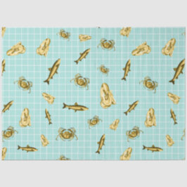 Design für die blaue und goldene Wasserserie 4 Seidenpapier