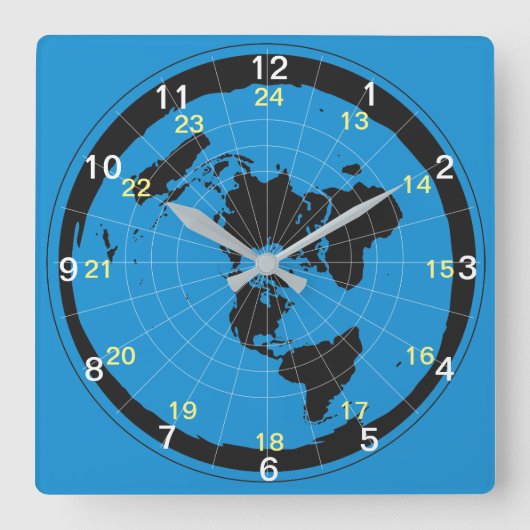 Design für die flache Earth-Uhr Quadratische Wanduhr (Vorderseite)
