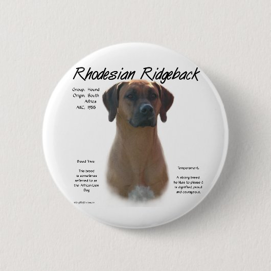 Design für die Geschichte von Rhodesian Ridgeback Button (Vorderseite)