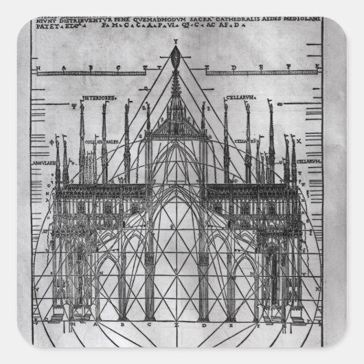 Design für die Mailänder Kathedrale Quadratischer Aufkleber (Vorderseite)