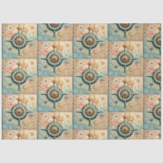 Design für die Serie "Nautical Compass" 20 Seidenpapier (Vorderseite)