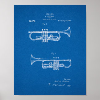 Design für ein Trumpet-Patent - Blueprint Poster