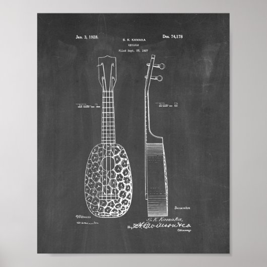 Design für ein Ukulele-Patent - Kopfbrett Poster (Vorne)