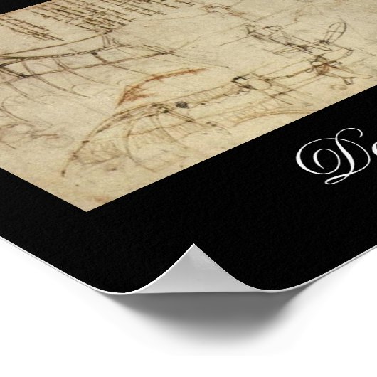 Design für eine Flugmaschine von Leonardo Da Vinci Poster (Ecke)