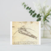 Design für eine Flugmaschine von Leonardo Da Vinci Postkarte (Stehend Vorderseite)