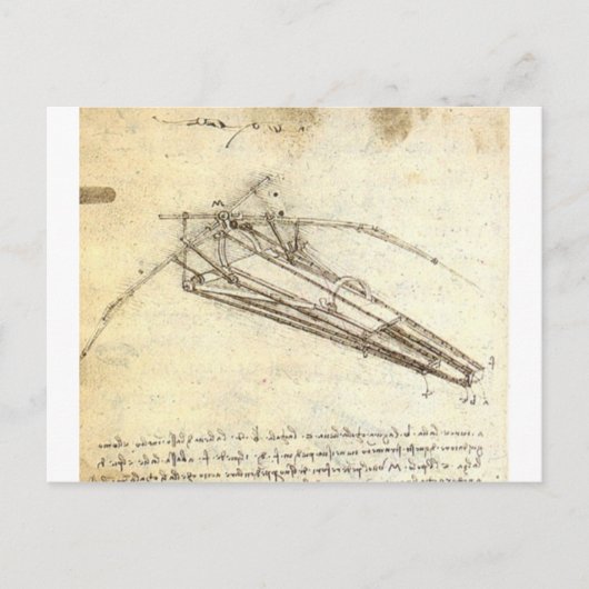 Design für eine Flugmaschine von Leonardo Da Vinci Postkarte (Vorderseite)