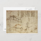 Design für eine Flugmaschine von Leonardo Da Vinci Postkarte (Vorne/Hinten)