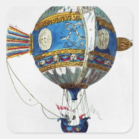 Design für einen Heißluftballon mit einem Durchmes Quadratischer Aufkleber (Vorderseite)