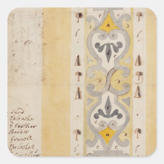 Design für einen Knot Garden, Bush Hill in der Näh Quadratischer Aufkleber (Vorderseite)