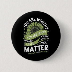 Design für geistige Gesundheit Sonnenblume Stärke Button
