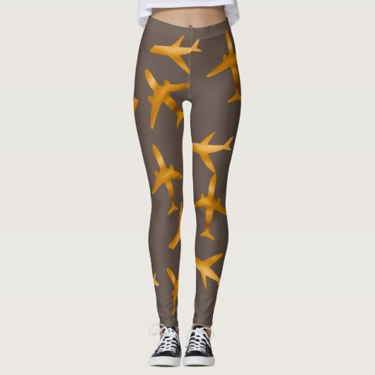 Design für goldene Flugzeug oder Flugzeuge Leggings (Vorderseite)
