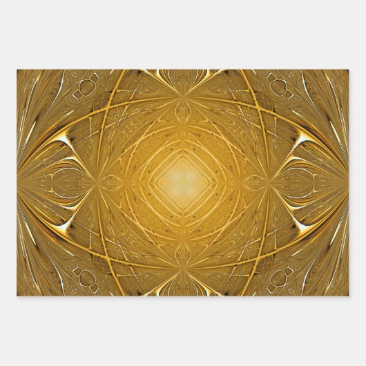 Design für goldenes Metallmuster Geschenkpapier Set (Vorderseite 3)