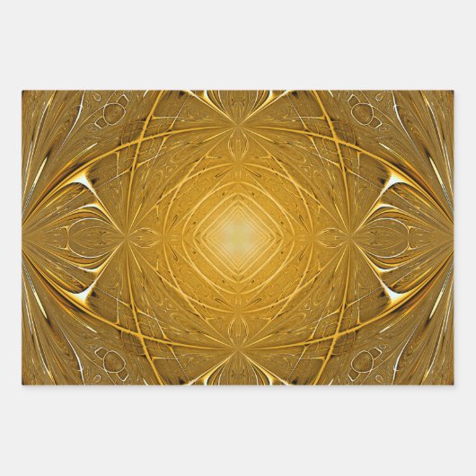 Design für goldenes Metallmuster Geschenkpapier Set (Vorderseite)