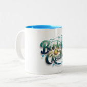 "Design für grenzenlose Kreative"-Logos Zweifarbige Tasse (Vorderseite Links)