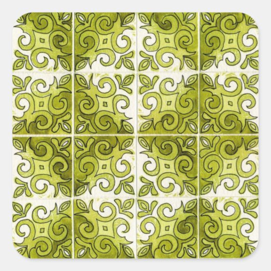 Design für grüne Tile 2 - Wirbel Quadratischer Aufkleber (Vorderseite)