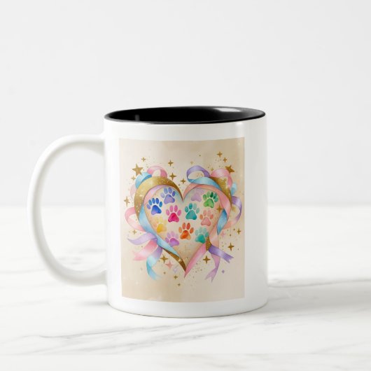 Design für Heimtiere - Sterne und Glitzern Wasserk Zweifarbige Tasse (Links)