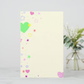 Design für Herz und Sterne Briefpapier (Stehend Vorderseite)