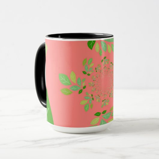Design für Korallen und grünes Leaf Tasse (Vorderseite Links)
