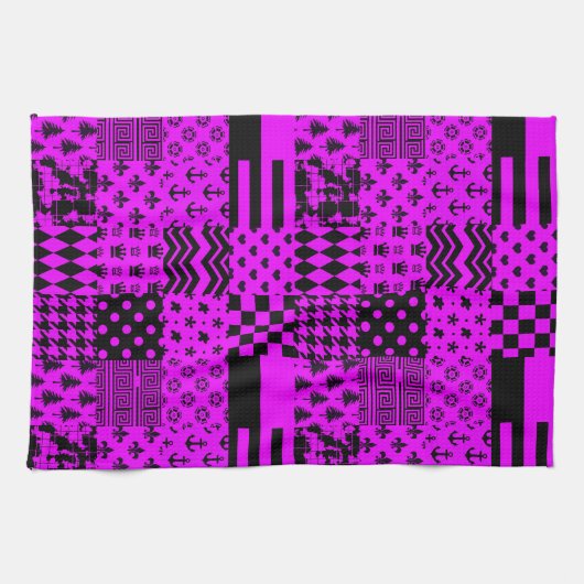 Design für lila Schwarz-Mischmuster Geschirrtuch (Horizontal)