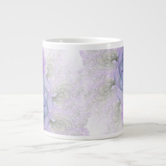 Design für lila und blaue Lacy-Abstrakte Blume Jumbo-Tasse (Vorderseite)