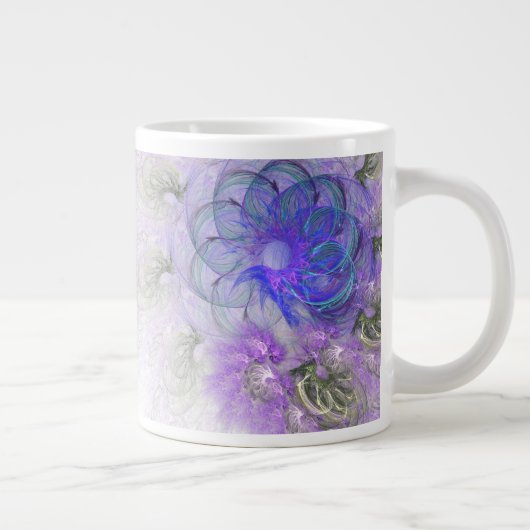 Design für lila und blaue Lacy-Abstrakte Blume Jumbo-Tasse (Rechts)