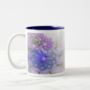 Design für lila und blaue Lacy-Abstrakte Blume Zweifarbige Tasse