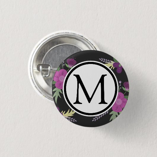 Design für lila und schwarze Blume Button (Vorne & Hinten)