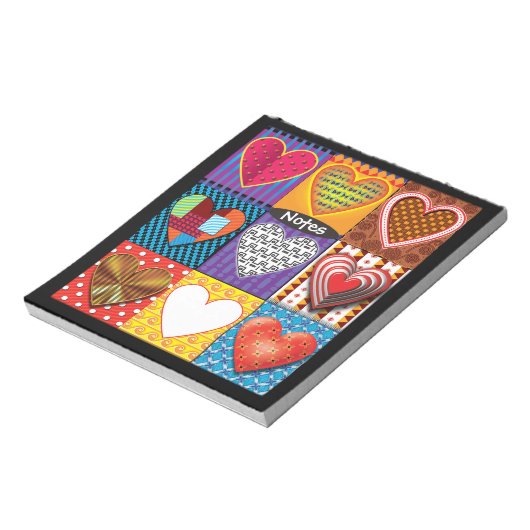 Design für personalisierte Editor-Patchwork-Herz Notizblock (Rotiert)